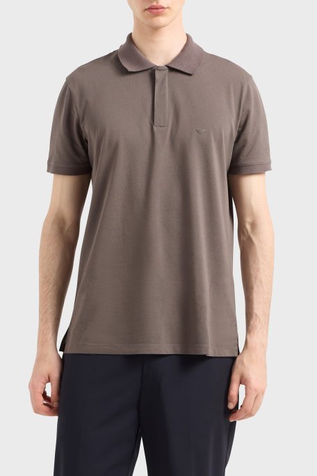 Emporio Armani Streç Pamuklu Regular Fit Fermuarlı Erkek Polo Yaka T Shirt EM001146 AF13742 U6200 KAHVE - 5