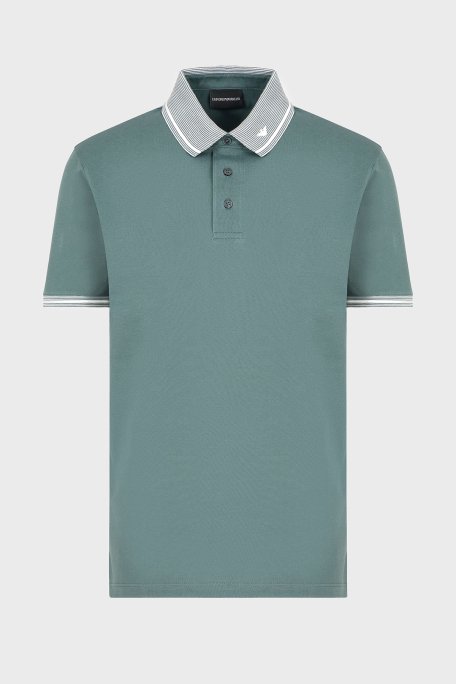 Emporio Armani Streç Pamuklu Regular Fit Düğmeli Polo Yaka Erkek Polo Yaka T Shirt EM000852 AF12955 F9046 HAKİ - 10