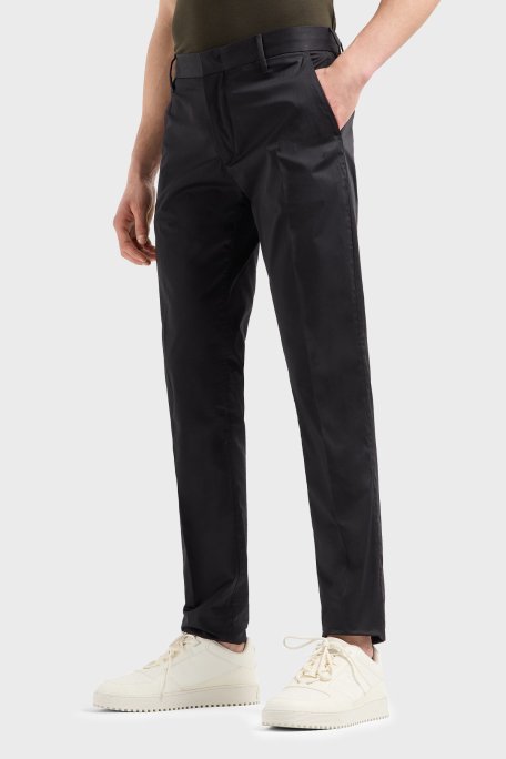 Emporio Armani Streç Pamuklu Regular Fit Yüksek Bel Düz Paça Kumaş Erkek Pantolon 8N1P15 1NJ7Z 0999 SİYAH - 1