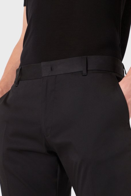 Emporio Armani Streç Pamuklu Regular Fit Yüksek Bel Düz Paça Kumaş Erkek Pantolon 8N1P15 1NJ7Z 0999 SİYAH - 4