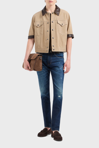 Emporio Armani Streç Pamuklu Slim Fit Düşük Bel Dar Paça Jeans Erkek Kot Pantolon EM000121 AF13281 MB001 LACİVERT - 2