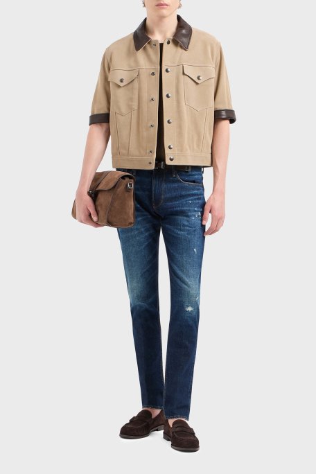 Emporio Armani Streç Pamuklu Slim Fit Düşük Bel Dar Paça Jeans Erkek Kot Pantolon EM000121 AF13281 MB001 LACİVERT - 2