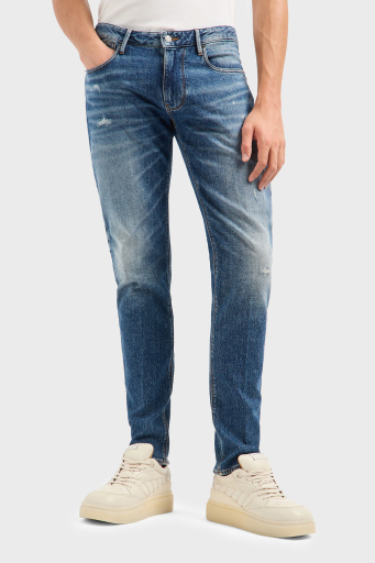 Emporio Armani Streç Pamuklu Slim Fit Düşük Bel Dar Paça Jeans Erkek Kot Pantolon EM000121 AF13281 MB002 LACİVERT - 2