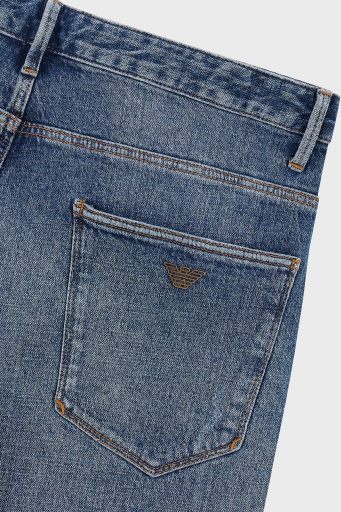 Emporio Armani Streç Pamuklu Slim Fit Düşük Bel Dar Paça Jeans Erkek Kot Pantolon EM000121 AF13281 MB002 LACİVERT - 5