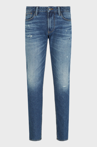 Emporio Armani Streç Pamuklu Slim Fit Düşük Bel Dar Paça Jeans Erkek Kot Pantolon EM000121 AF13281 MB002 LACİVERT - 6