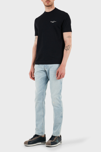 Emporio Armani Streç Pamuklu Slim Fit Düşük Bel Dar Paça Jeans Erkek Kot Pantolon EM000121 AF13281 MB003 AÇIK MAVİ - 1