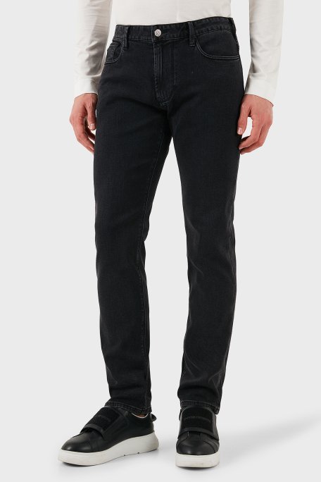 Emporio Armani Streç Pamuklu Slim Fit Düşük Bel Dar Paça Jeans Erkek Kot Pantolon EM000121 AF14867 M8001 GRİ - 3