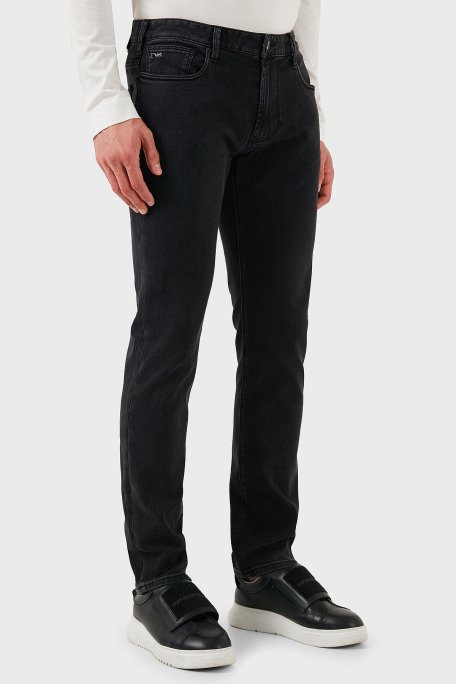 Emporio Armani Streç Pamuklu Slim Fit Düşük Bel Dar Paça Jeans Erkek Kot Pantolon EM000121 AF14867 M8001 GRİ - 4