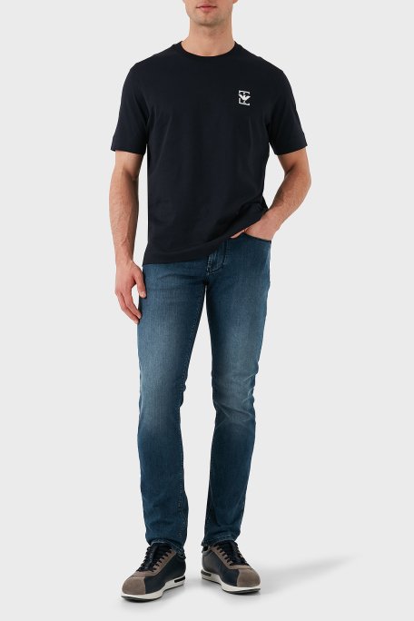 Emporio Armani Streç Pamuklu Slim Fit Normal Bel Düz Paça Jeans Erkek Kot Pantolon EM000121 AF14121 MB002 LACİVERT - 1