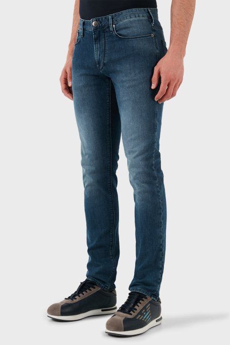 Emporio Armani Streç Pamuklu Slim Fit Normal Bel Düz Paça Jeans Erkek Kot Pantolon EM000121 AF14121 MB002 LACİVERT - 2