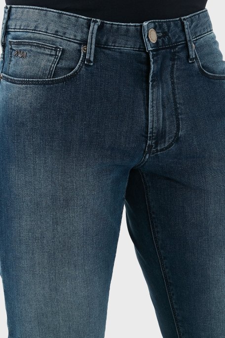 Emporio Armani Streç Pamuklu Slim Fit Normal Bel Düz Paça Jeans Erkek Kot Pantolon EM000121 AF14121 MB002 LACİVERT - 4