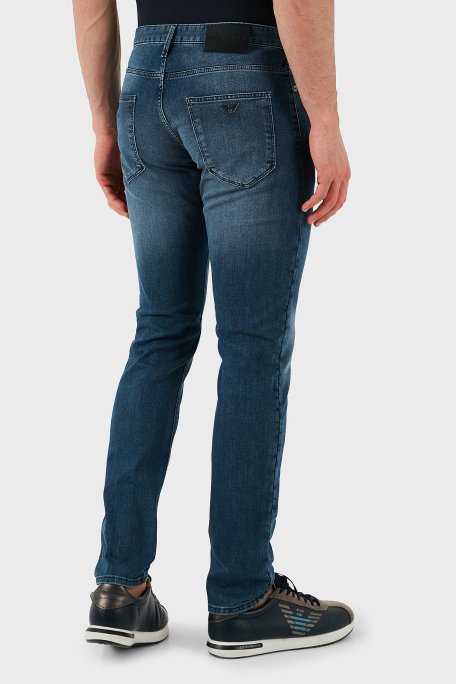 Emporio Armani Streç Pamuklu Slim Fit Normal Bel Düz Paça Jeans Erkek Kot Pantolon EM000121 AF14121 MB002 LACİVERT - 5