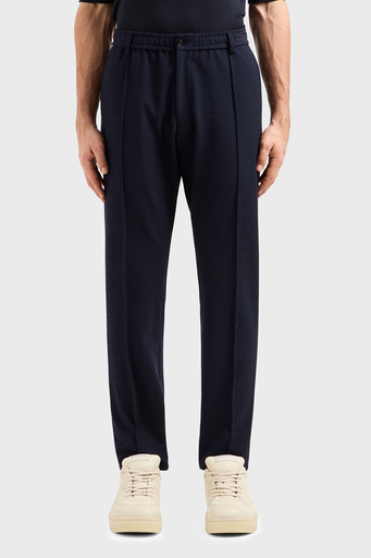 Emporio Armani Streç Regular Fit Yüksek Bel Düz Paça Çımalı Dokuma Erkek Pantolon EM000440 TE13603 UB109 KOYU LACİVERT - 1