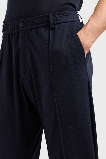 Emporio Armani Streç Regular Fit Yüksek Bel Düz Paça Çımalı Dokuma Erkek Pantolon EM000440 TE13603 UB109 KOYU LACİVERT - 4