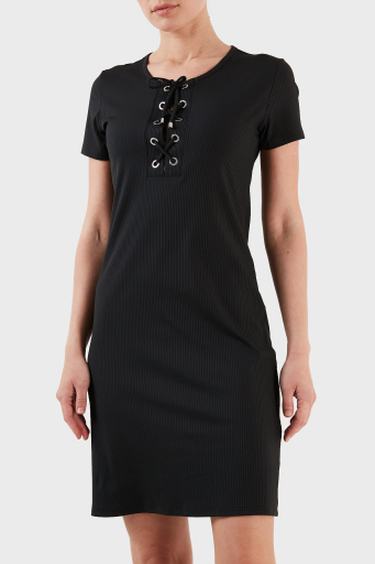 Emporio Armani Streç Slim Fit Bağcıklı Mini Bayan Elbise 262673 3R308 00020 SİYAH - 7