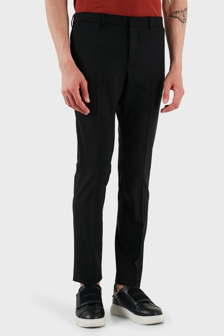 Emporio Armani Streç Yünlü Regular Fit Normal Bel Düz Paça Erkek Pantolon EM000442 TE10404 UC001 SİYAH - 1