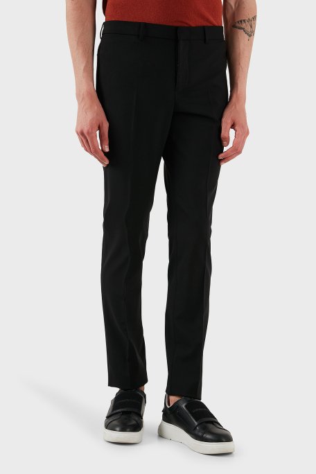 Emporio Armani Streç Yünlü Regular Fit Normal Bel Düz Paça Erkek Pantolon EM000442 TE10404 UC001 SİYAH - 4