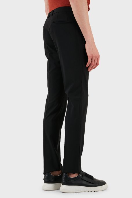 Emporio Armani Streç Yünlü Regular Fit Normal Bel Düz Paça Erkek Pantolon EM000442 TE10404 UC001 SİYAH - 5