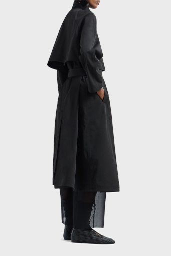 Emporio Armani Su İtici Regular Fit Çift Kullanımlı Uzun Bayan Trençkot EW000638 AF12646 UC001 SİYAH - 3