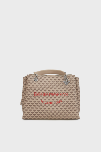 Emporio Armani Tamamı Logolu Çıkarılabilir Askılı Bayan Çanta Y3D159 YWS0E F1075 EKRU - 1