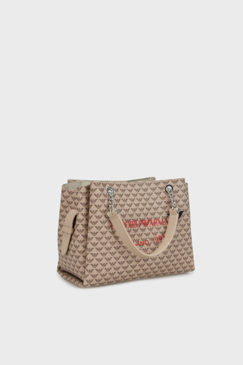 Emporio Armani Tamamı Logolu Çıkarılabilir Askılı Bayan Çanta Y3D159 YWS0E F1075 EKRU - 3