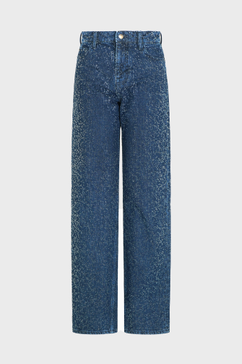 Emporio Armani Taşlı Regular Fit Yüksek Bel Geniş Paça Jeans Bayan Kot Pantolon EW001119 AF13298 MB001 LACİVERT - 6