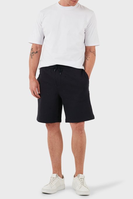 Emporio Armani Tümü Logolu Regular Fit Bermuda Erkek Short EM001403 AF10013 FB234 LACİVERT - 1