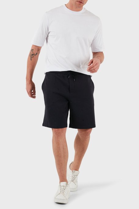 Emporio Armani Tümü Logolu Regular Fit Bermuda Erkek Short EM001403 AF10013 FB234 LACİVERT - 2