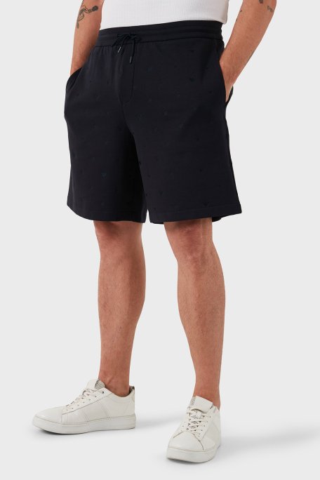 Emporio Armani Tümü Logolu Regular Fit Bermuda Erkek Short EM001403 AF10013 FB234 LACİVERT - 3