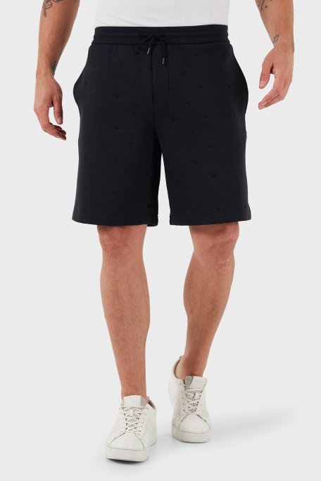 Emporio Armani Tümü Logolu Regular Fit Bermuda Erkek Short EM001403 AF10013 FB234 LACİVERT - 4