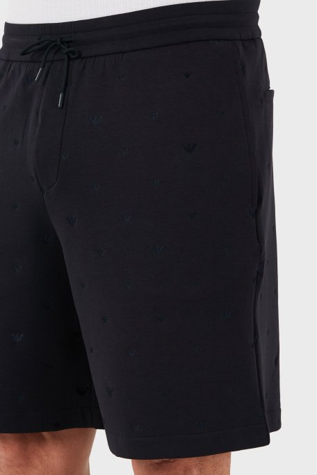 Emporio Armani Tümü Logolu Regular Fit Bermuda Erkek Short EM001403 AF10013 FB234 LACİVERT - 6