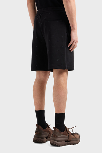 Emporio Armani Tümü Logolu Regular Fit Bermuda Erkek Short EM001403 AF10013 FC185 SİYAH - 2