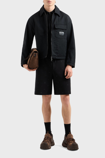 Emporio Armani Tümü Logolu Regular Fit Bermuda Erkek Short EM001403 AF10013 FC185 SİYAH - 3