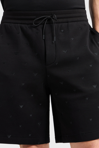 Emporio Armani Tümü Logolu Regular Fit Bermuda Erkek Short EM001403 AF10013 FC185 SİYAH - 4