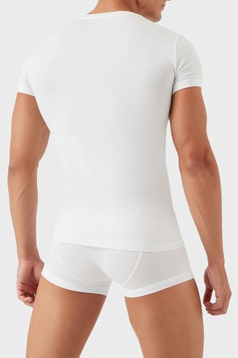 Emporio Armani Pamuklu Slim Fit V Yaka Erkek T Shirt 110810 CC729 00010 BEYAZ - 2
