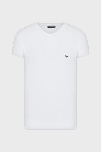 Emporio Armani Pamuklu Slim Fit V Yaka Erkek T Shirt 110810 CC729 00010 BEYAZ - 3