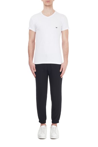 Emporio Armani Pamuklu Slim Fit V Yaka Erkek T Shirt 110810 CC729 00010 BEYAZ - 5