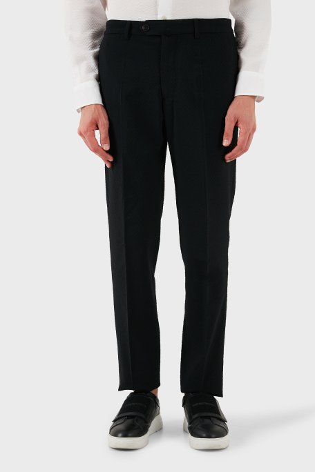 Emporio Armani Yün Karışımlı Regular Fit Normal Bel Düz Paça Erkek Pantolon EM000464 TE12332 UC001 SİYAH - 1