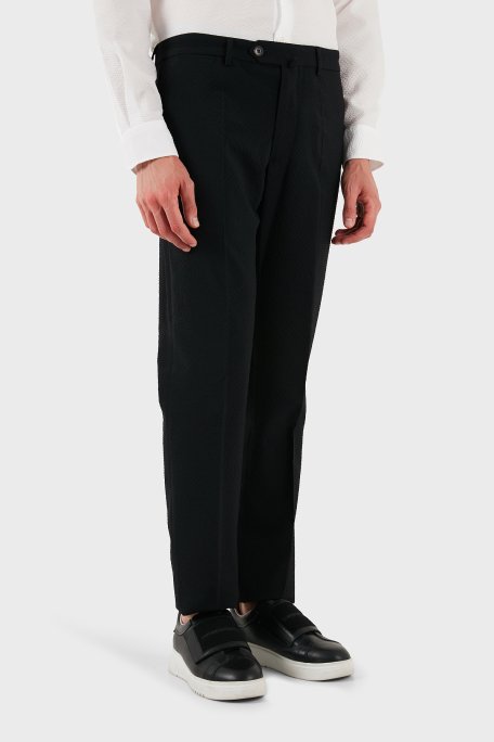 Emporio Armani Yün Karışımlı Regular Fit Normal Bel Düz Paça Erkek Pantolon EM000464 TE12332 UC001 SİYAH - 3