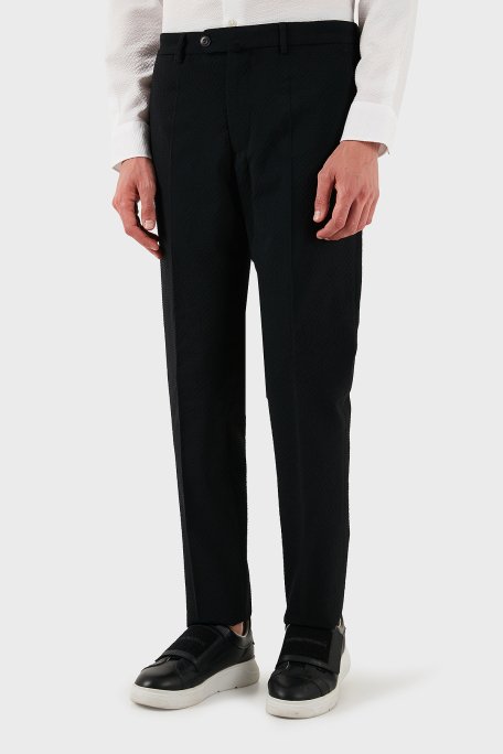 Emporio Armani Yün Karışımlı Regular Fit Normal Bel Düz Paça Erkek Pantolon EM000464 TE12332 UC001 SİYAH - 4
