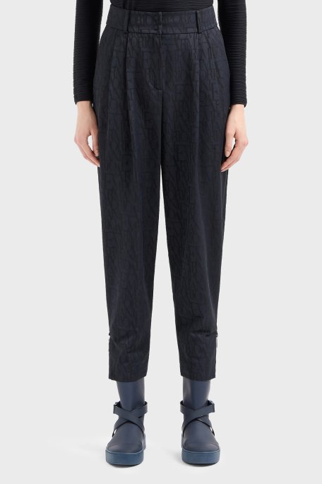 Emporio Armani Yün Karışımlı Regular Fit Yüksek Bel Boru Paça Bayan Pantolon 6D2P62 2NGGZ 0999 SİYAH - 1