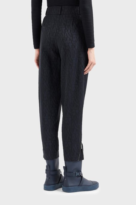 Emporio Armani Yün Karışımlı Regular Fit Yüksek Bel Boru Paça Bayan Pantolon 6D2P62 2NGGZ 0999 SİYAH - 2