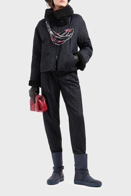 Emporio Armani Yün Karışımlı Regular Fit Yüksek Bel Boru Paça Bayan Pantolon 6D2P62 2NGGZ 0999 SİYAH - 3