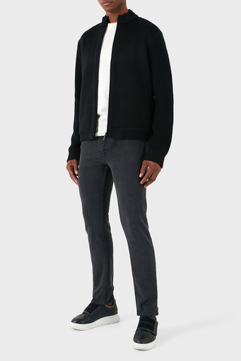 Emporio Armani Yünlü Logolu Regular Fit Dik Yaka Erkek Hırka 6D1BY2 1MF9Z 0999 SİYAH - 3