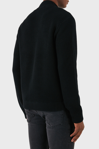 Emporio Armani Yünlü Logolu Regular Fit Dik Yaka Erkek Hırka 6D1BY2 1MF9Z 0999 SİYAH - 7