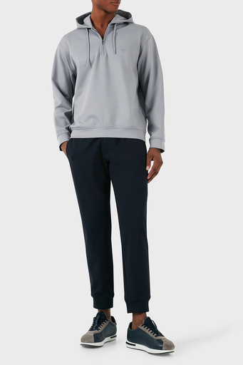 Emporio Armani Yünlü Logolu Regular Fit Yarım Fermuarlı Kapüşonlu Erkek Sweat 6D1MC9 1JHQZ 06K3 GRİ - 3
