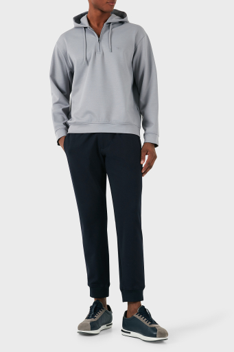 Emporio Armani Yünlü Logolu Regular Fit Yarım Fermuarlı Kapüşonlu Erkek Sweat 6D1MC9 1JHQZ 06K3 GRİ - 2