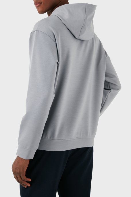 Emporio Armani Yünlü Logolu Regular Fit Yarım Fermuarlı Kapüşonlu Erkek Sweat 6D1MC9 1JHQZ 06K3 GRİ - 3