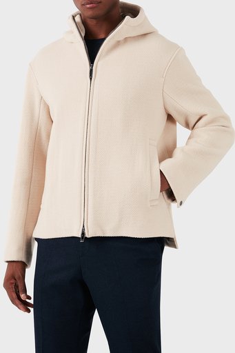 Emporio Armani Yünlü Regular Fit Kapüşonlu Erkek Ceket 6D1B96 1NVAZ 0128 EKRU - 1