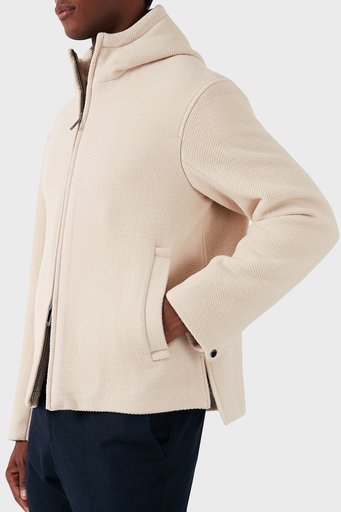 Emporio Armani Yünlü Regular Fit Kapüşonlu Erkek Ceket 6D1B96 1NVAZ 0128 EKRU - 4